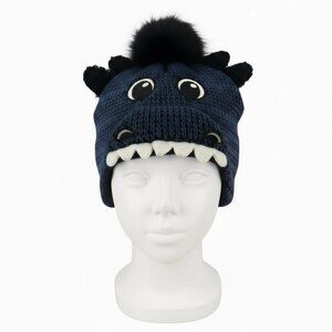 Children’s Place Toddler Boy Girl Blue Monster Winter Hat Fleece Lined Knit Bean